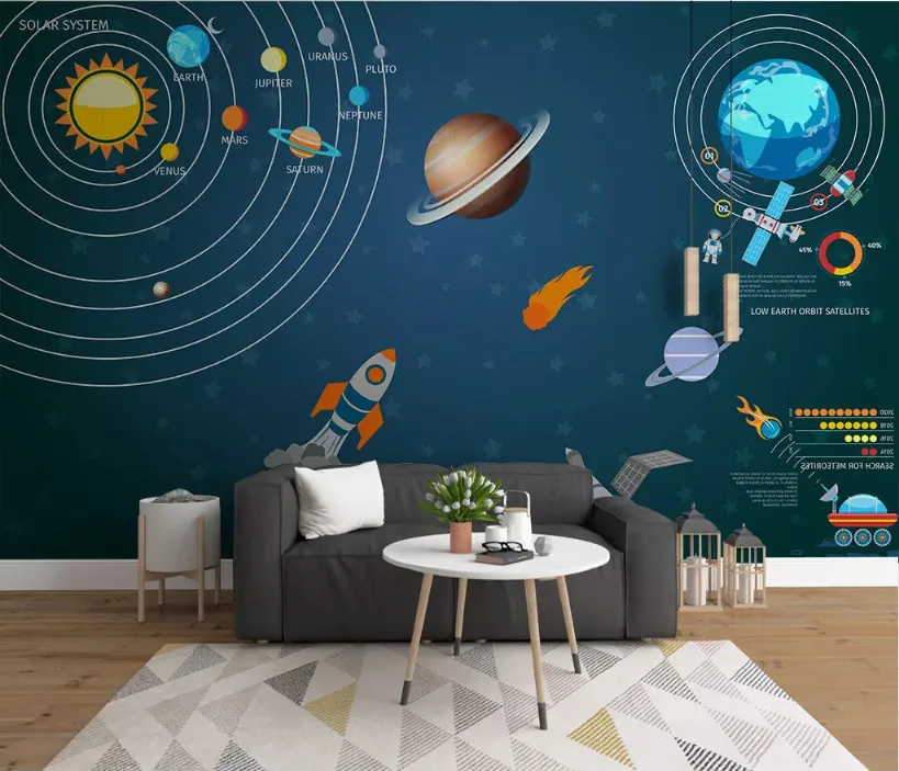 Большие Настенные обои на заказ ручная роспись Космос Вселенная фон для детской