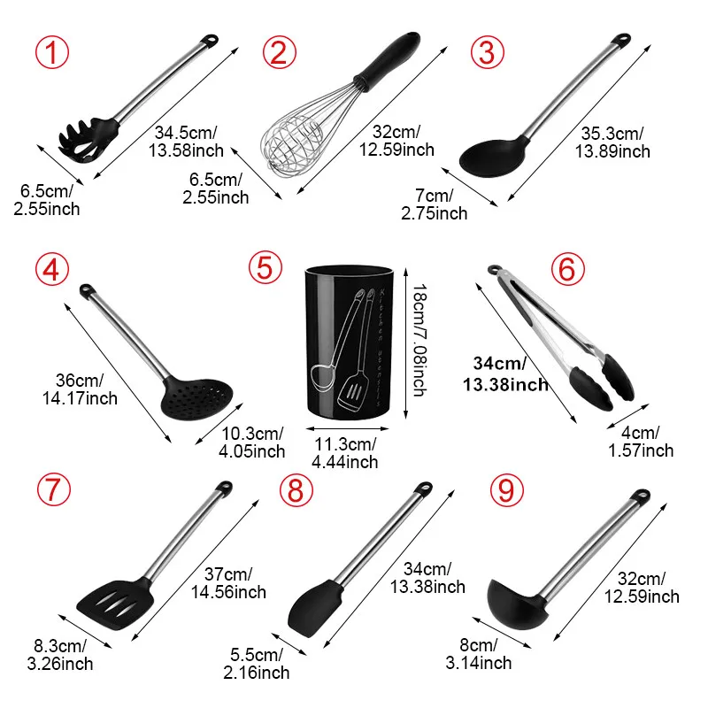 9 шт. набор кухонной посуды инструменты для приготовления пищи термостойкая