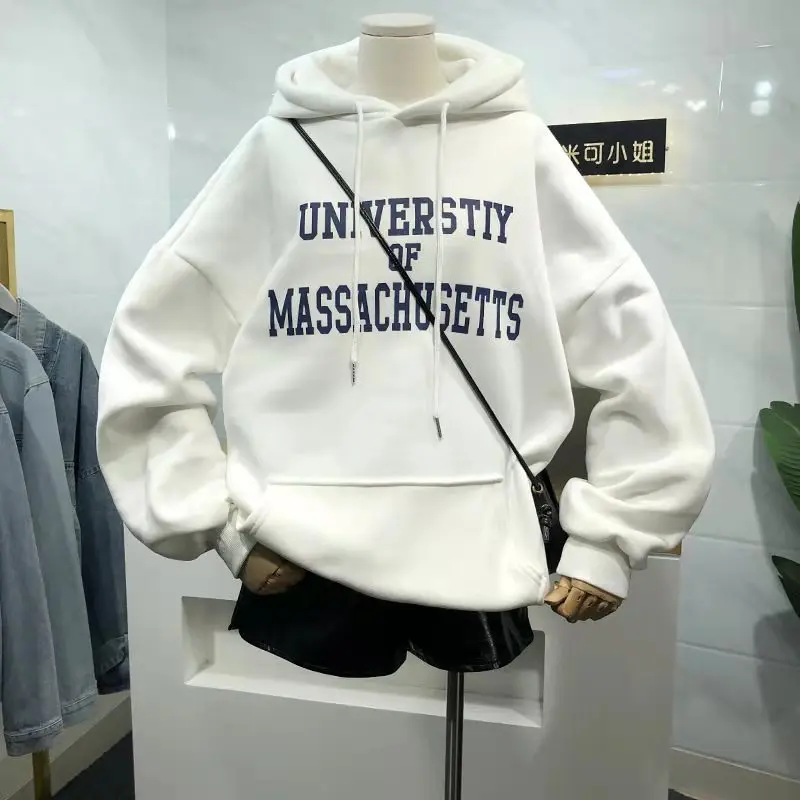 Толстовка Женская зимняя свободного покроя с длинным рукавом и карманами |