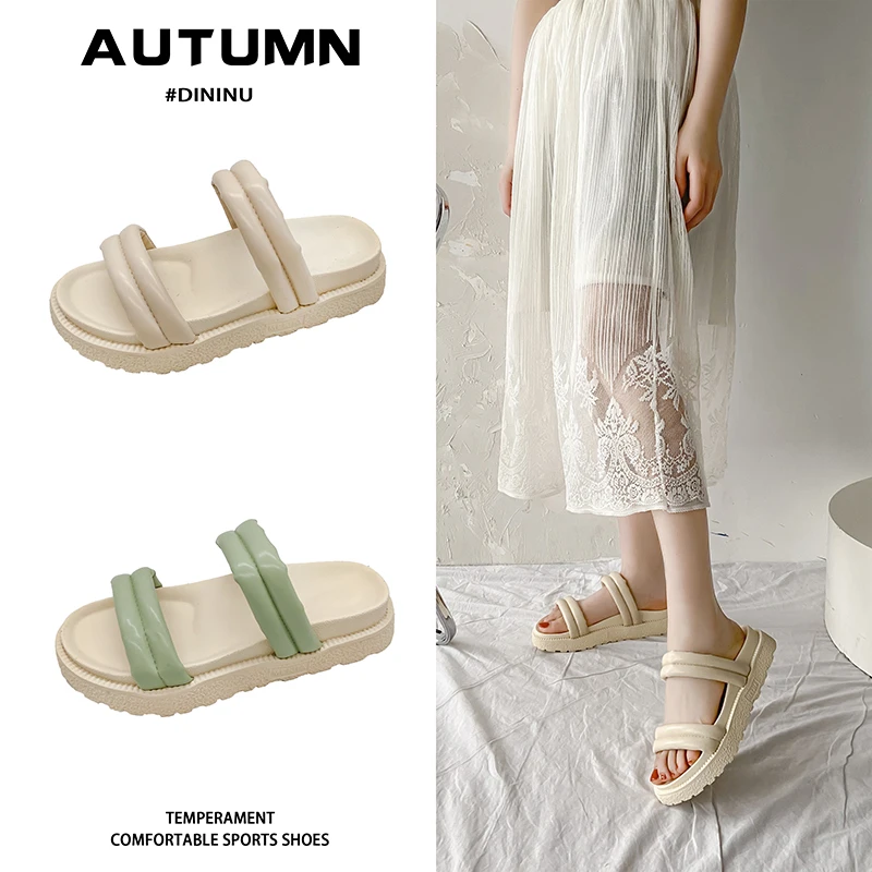 

Shoes Slippers Flat Summer Clogs Woman Med Luxury Slides Pantofle Beach Designer 2021 PU Rome Fashion Rubber Flat Shoes Female M