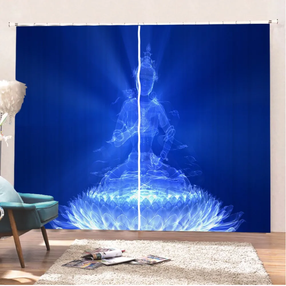 Буддийские оконные занавески с 3D принтом декор для гостиной 2 панели Будда Индия