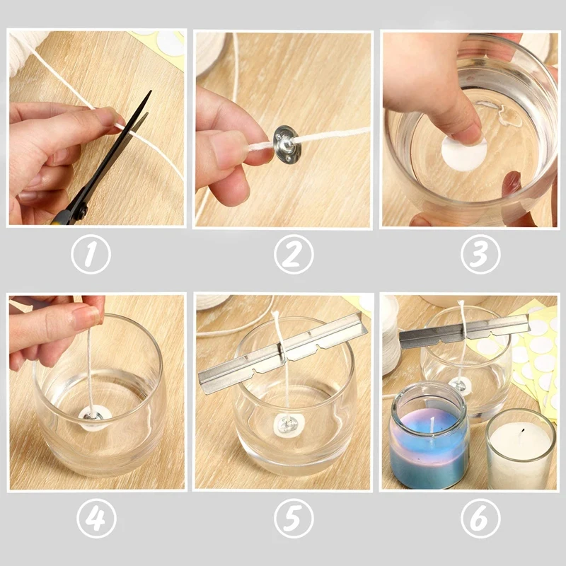 

Candle Making Kit,Braided Wick,Wick Sustainer Tabs,Wick Stickers,Candle Wicks Holder for DIY Handmade Candle Making Kit