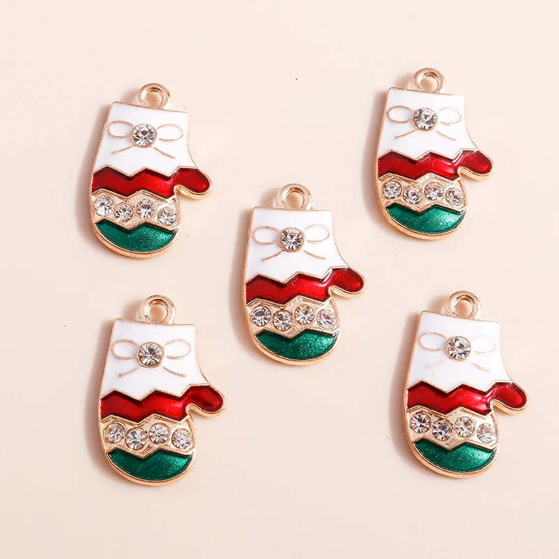 10 шт. эмалированные Рождественские Подвески в виде перчаток 20 х13 мм | Украшения и