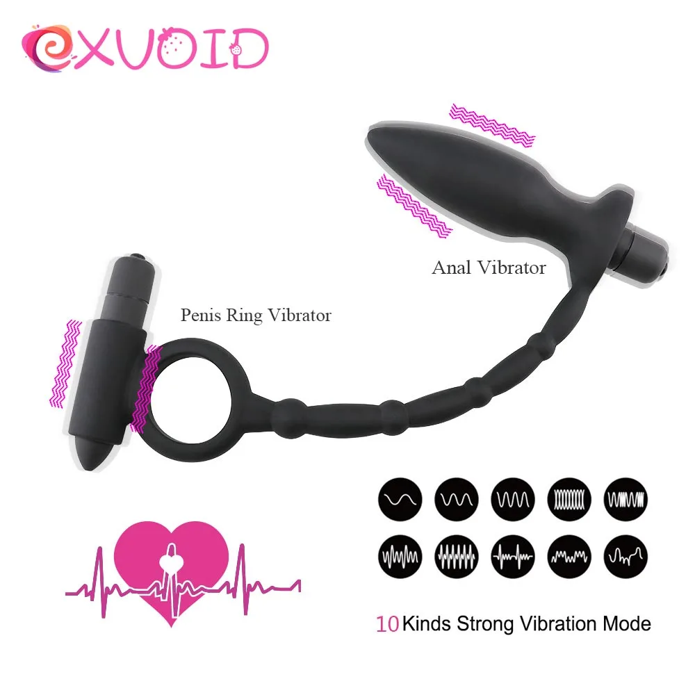 EXVOID Пенис Вибратор Кольцо Задержка эякуляции Анальная пуля вибратор секс