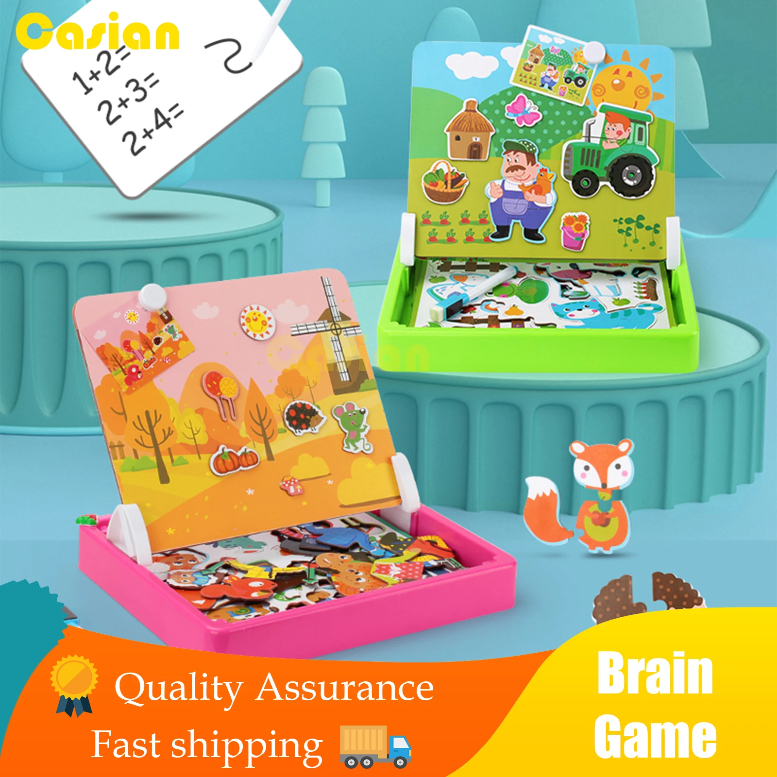 

4 set Multifunction Animal Puzzle Writing Magnetic Drawing Board Blackboard Learning Games Educational Children Toys For Kids