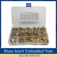 400pcs female thread knurled nuts m2 m3 m4 m5 brass threaded insert round injection moulding knurled nuts assortment kit