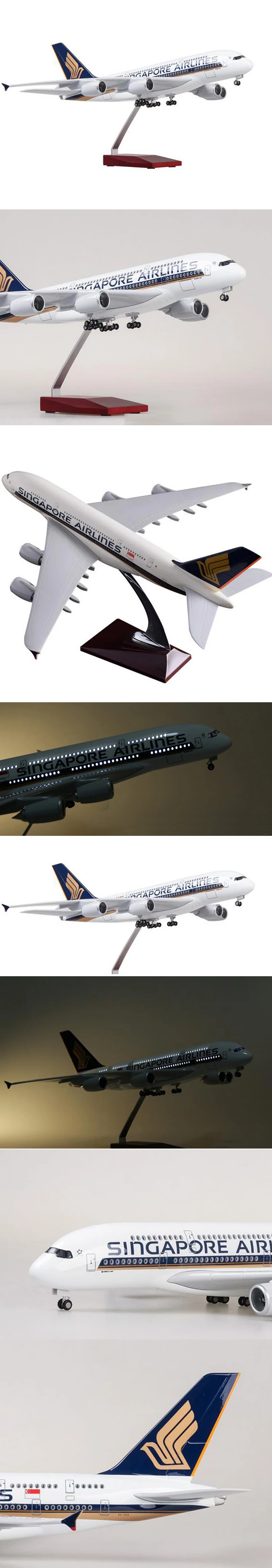 1: 160 весы 45 см модель самолета Аэробус авиакомпании Сингапура A380 модель с светильник колеса смолы Пластик самолет для сбора подарок