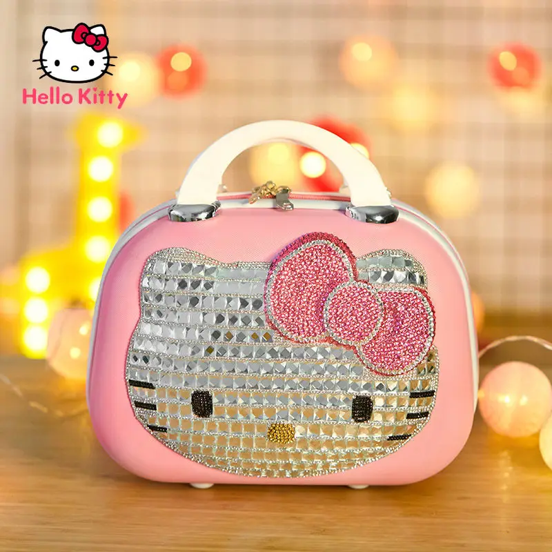Hello Kitty  Fashion Lady Cartoon  Cute Makeup Case Simple Portable Portable Children's Storage Box