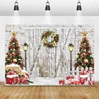 Фон для фотосъемки с изображением деревянной двери зимы снега фотография подарков венка ребенка семейного портрета интерьера