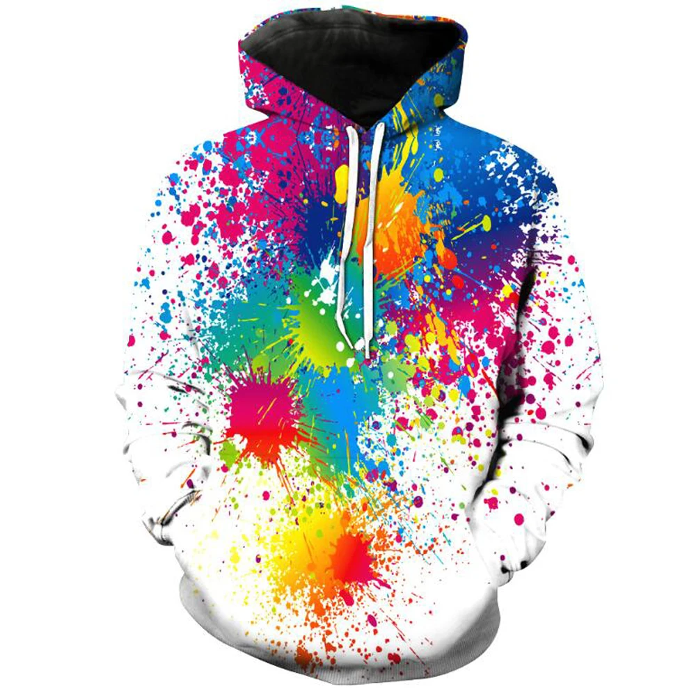 

3D Hoodies Men Splatter Colorful Paint Stains 3D Print 2020 New Sweatshirt Streetwear Pullovers Tops Plus Size