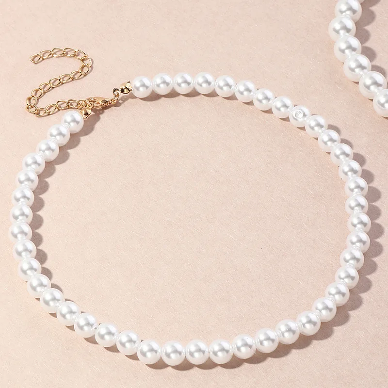 

Elegant White Imitation Pearl Choker Necklace Big Round Pearl Wedding Necklace for Women Charm Fashion Jewelry