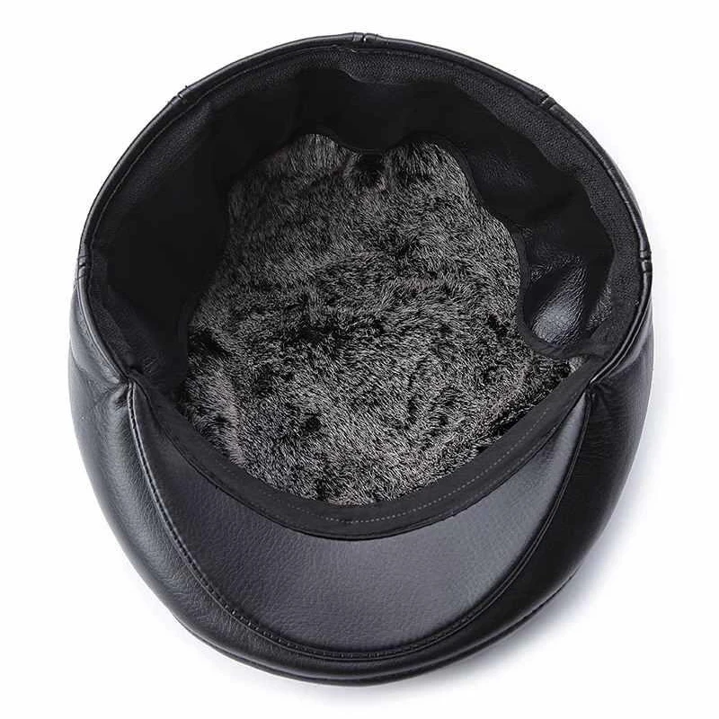 Кожаная кепка газетчика мужская Кепка с козырьком зимняя Осенняя теплая шапка