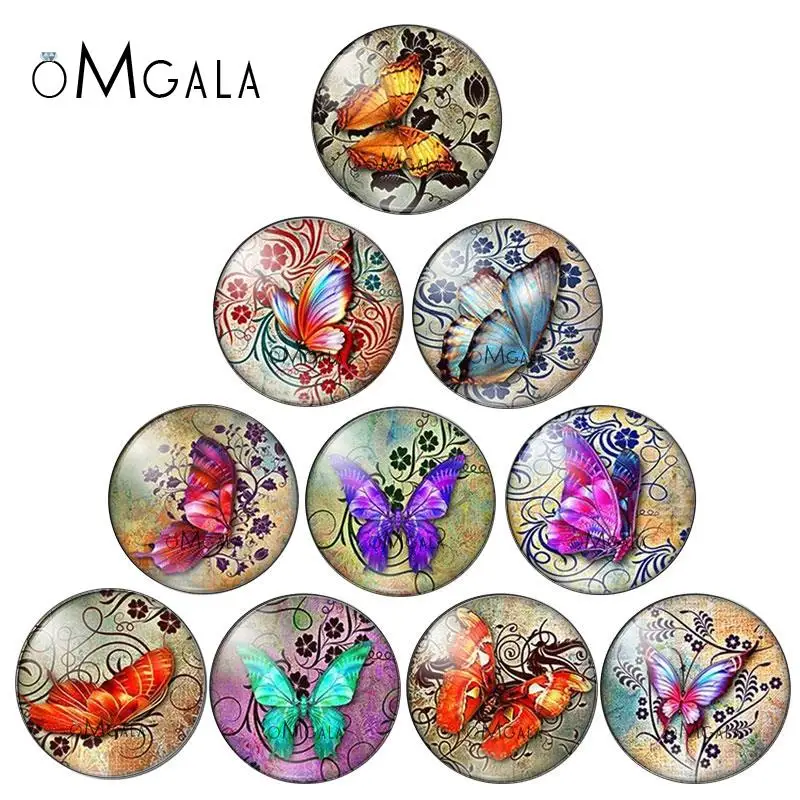 

Beatiful Dream Butterfly Art Paintings 10mm/12mm/14mm/18mm/20mm/25mm Round photo demo glass cabochon flat back Making findings