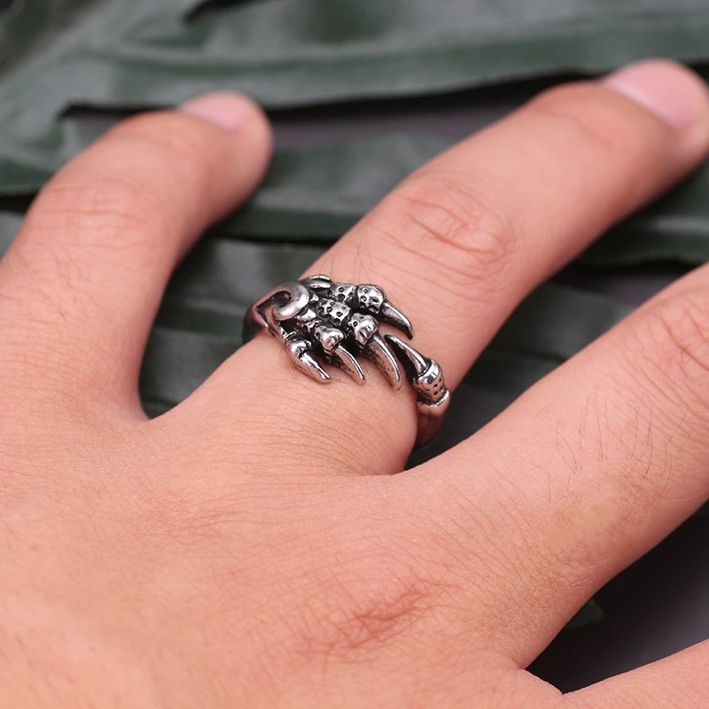 Винтаж Орлиный коготь мужское кольцо для Для мужчин и женщин в готическом стиле