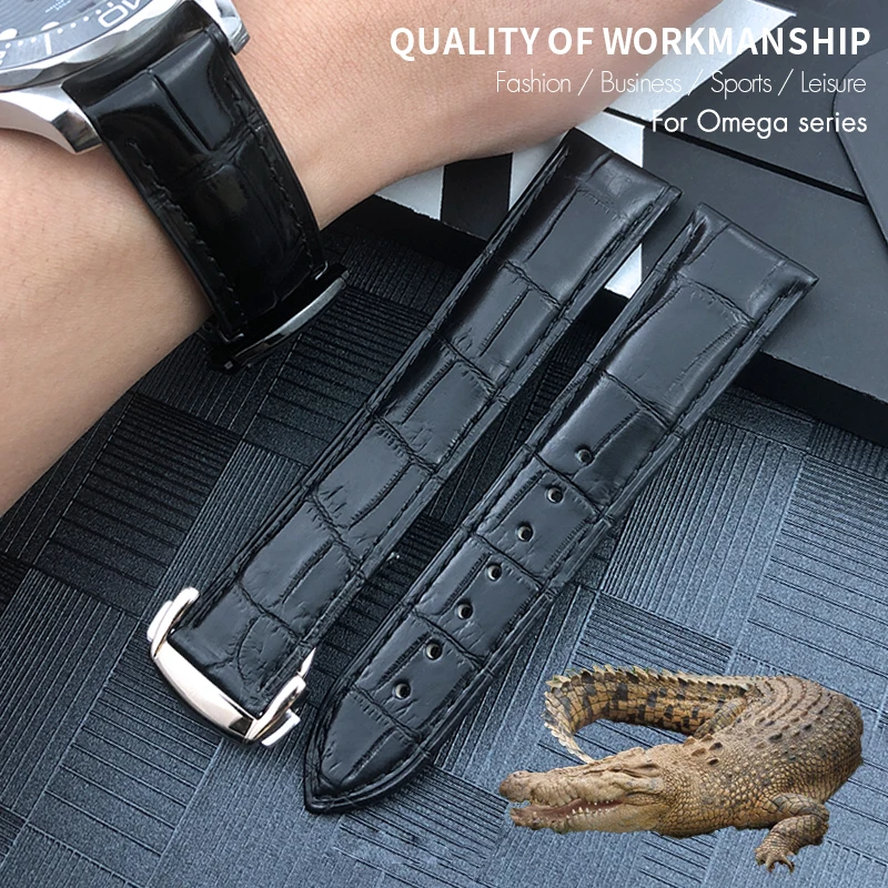 Фото Ремешок из крокодиловой кожи для часов браслет натуральной аллигатора созвездий