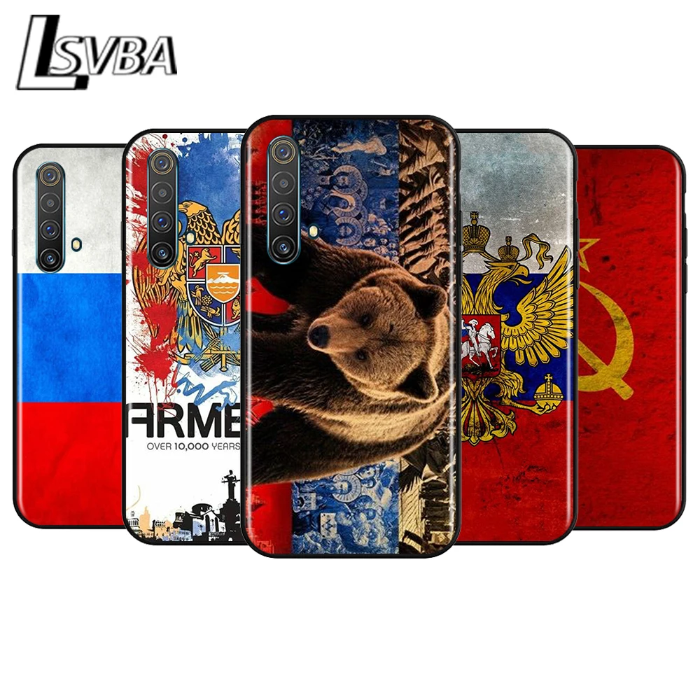 

Russian Flag Federation Shockproof Cover for OPPO Realme7 7i 6 5 3 2 Pro C1 C2 Black Phone Case Shell Soft Fundas Coque Capa