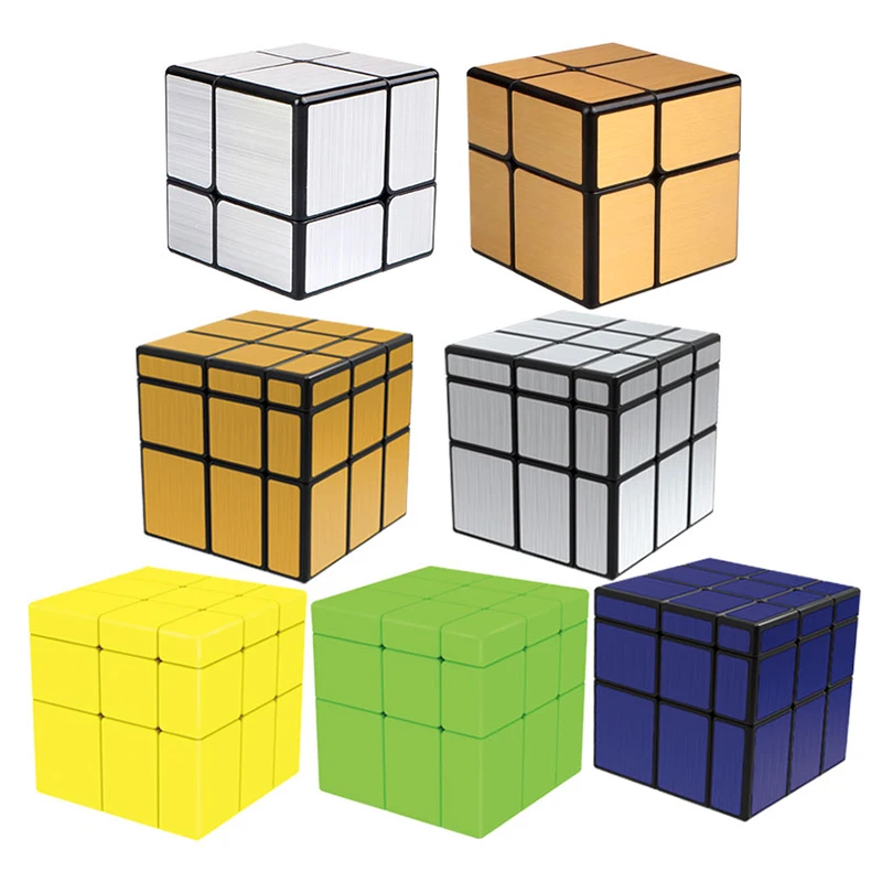 Qiyi 3x3 Magic Mirror Cube Puzzle 3x3x3 2x2 серебристые золотые наклейки скоростные кубики