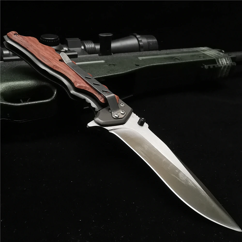 

23CM (9') 58HRC Folding Knife Pipe Cutter Pocket Knives 8CR15Mov Blade Wood Handle Camping Hunting Survival Outdoor Knifes Tool
