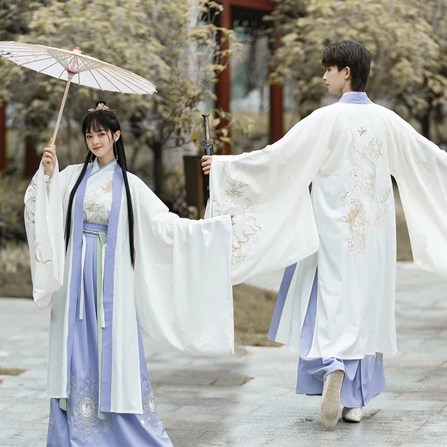 

Suit Folk Dress traditional chinese clothing for women Embroidery Han Dynasty Stage Performance Costume Cross Collar