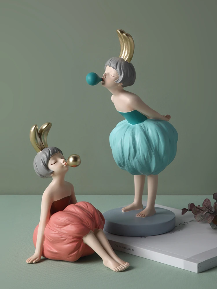 

Творческие милые пузырьки Девочка Кролик каучуковые поделки кавайные миниатюрные фигурки комната Домашний декор аксессуары свадебный под...