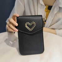 womans phone wallet mobile phone bag buckle design hand take wallet new ladies korean metal love fashion shoulder leisure 733