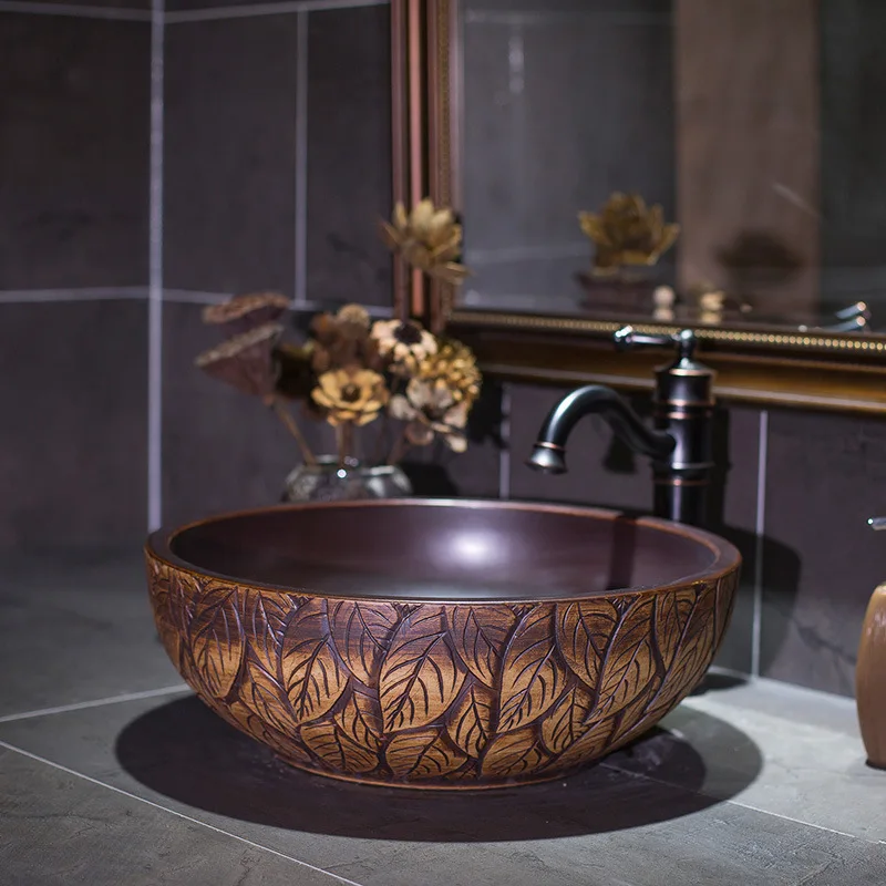 Ретро арт умывальник старинный Овальный туалет керамический раковина для ванной
