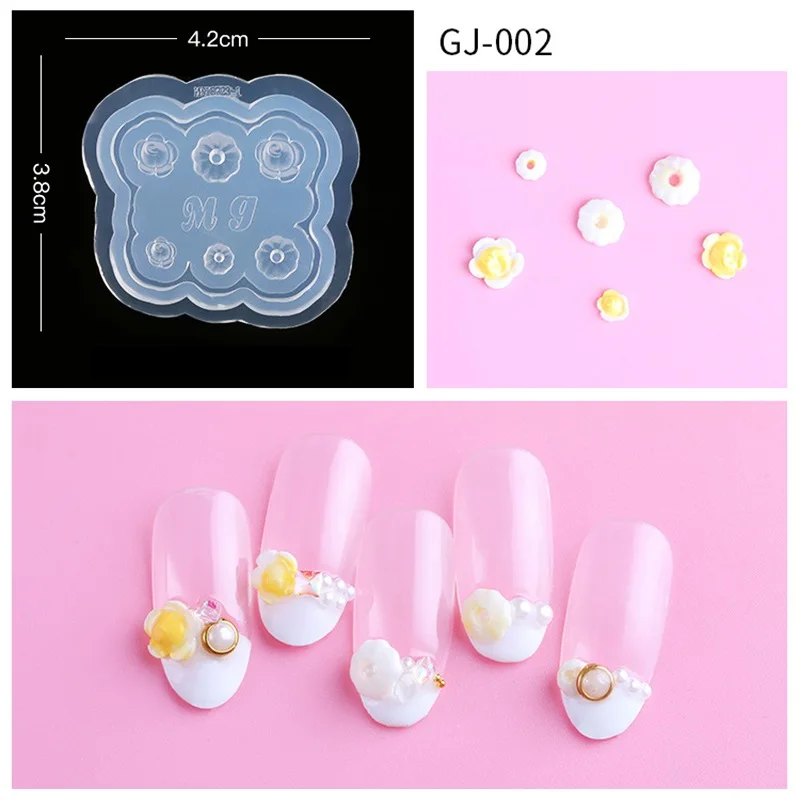 GJ002 Силиконовые шаблоны DIY 3D украшения для ногтей горный хрусталь 3D дизайн ногтей силиконовая форма листья цветок ромашка шаблон для ногтей форма - Цвет: GJ002