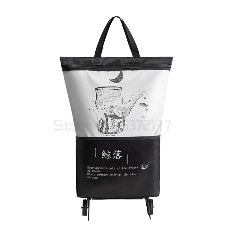 

Household foldable shopping cart travel shoulder portable large thickened portable shopping bag with supermarket shopping bag