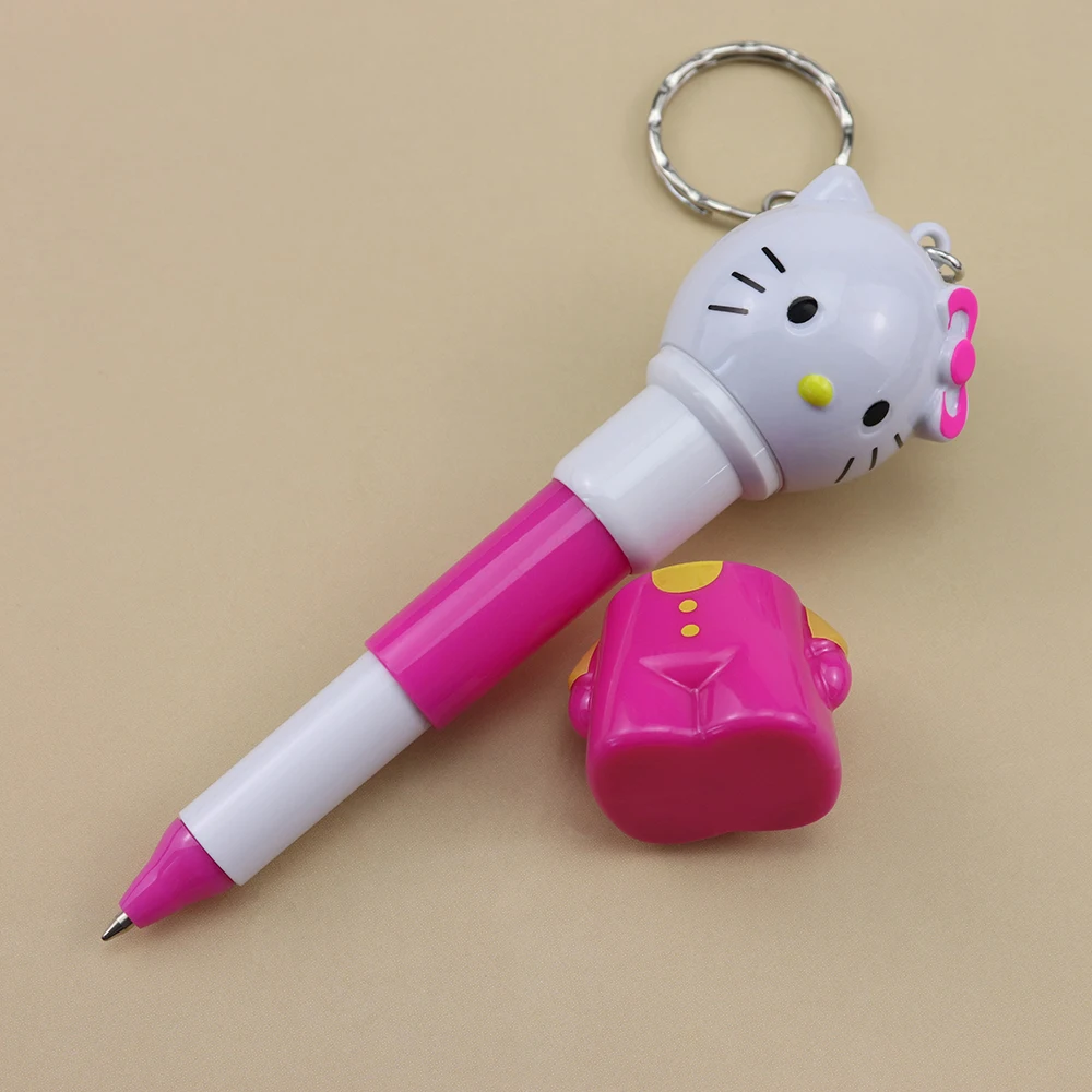 Kawaii выдвижная ручка 0,7 мм синие Бусины мультфильм супер милый маленький котенок Выдвижная Подарочная шариковая ручка для детей/Декор для ключей