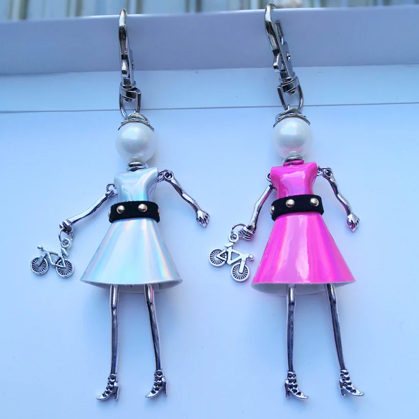 YLWHJJ brand 2019 new women cute doll car keychain Rose red silvers dress handmade key chain fashion statement girls jewelry | Украшения и