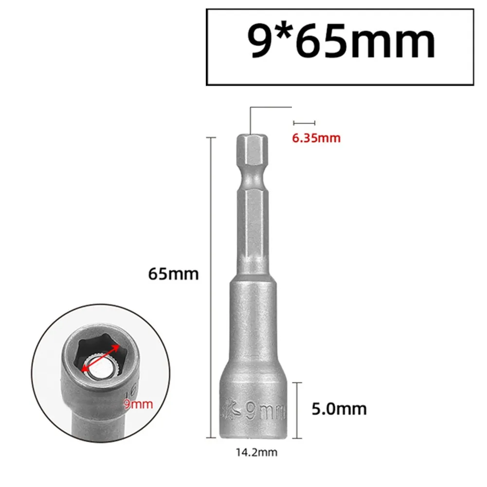 

1PCS Hex Sockets 65mm Length Chrome Vanadium Steel Drive Magnetic Socket Nut Bolt Drill Bits 10/11/12/13/14/15/16/17/18/19 MM