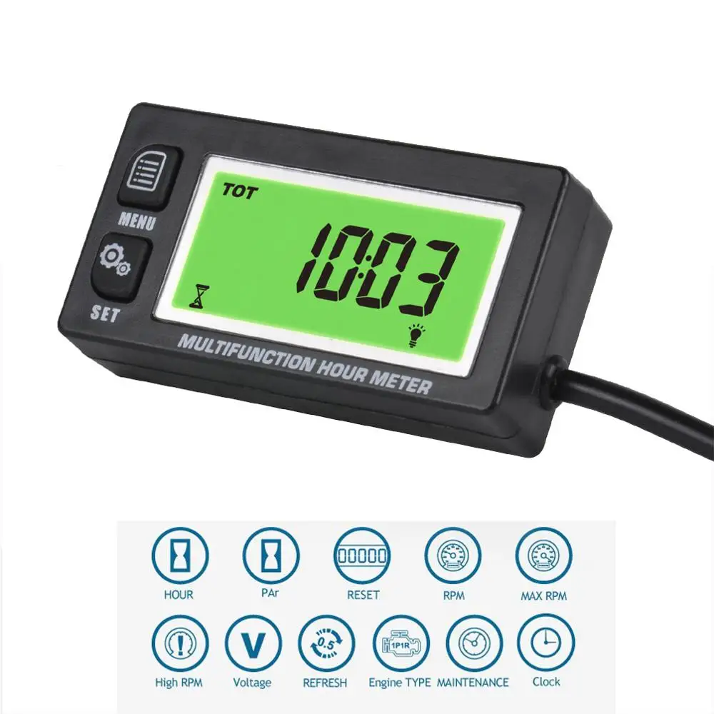 Многофункциональный счетчик моточасов Вольтметр и тахометр с часами 2-х 4-х