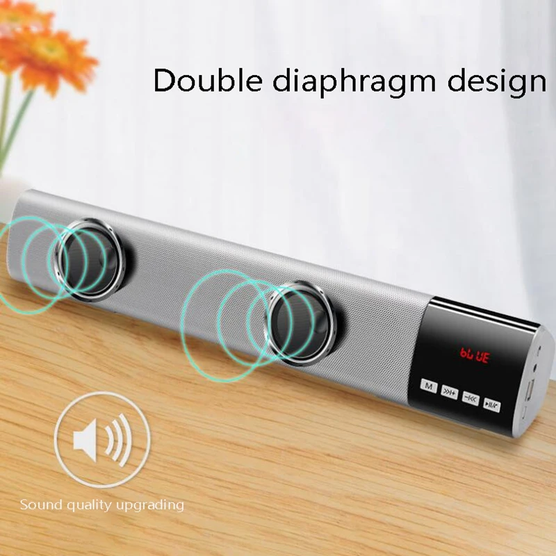 10 Вт беспроводной динамик s бас Саундбар с сабвуфером портативный Bluetooth ЖК-часы Mp3