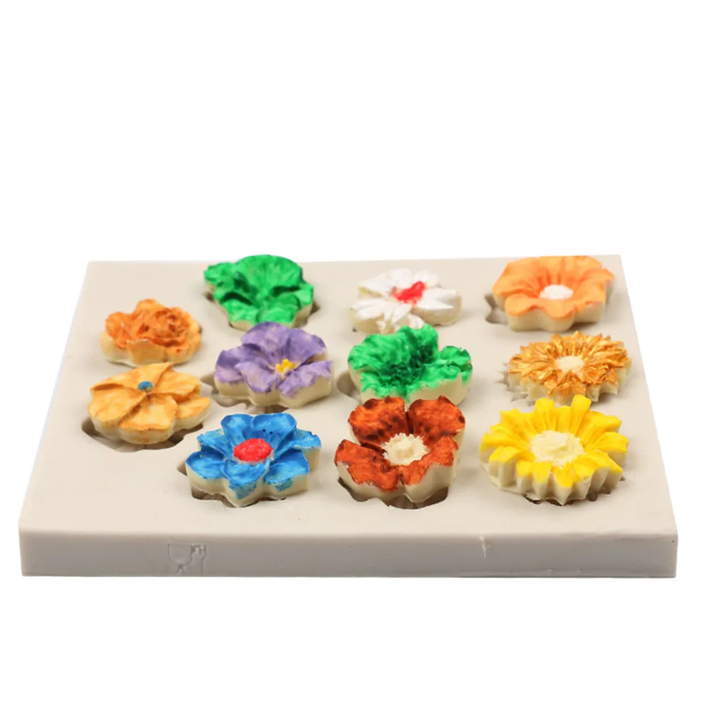 DIY украшение для торта инструменты силиконовые формы 11 цветов помадка торт