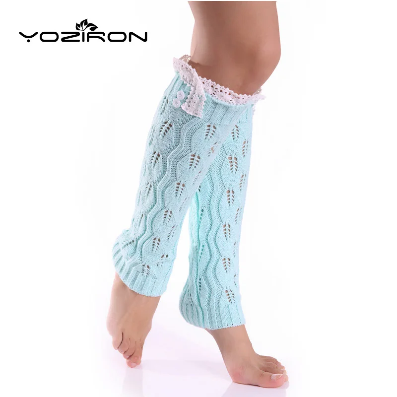YOZIRON/Зимние гетры с кружевными листьями женские ниже колена для девочек