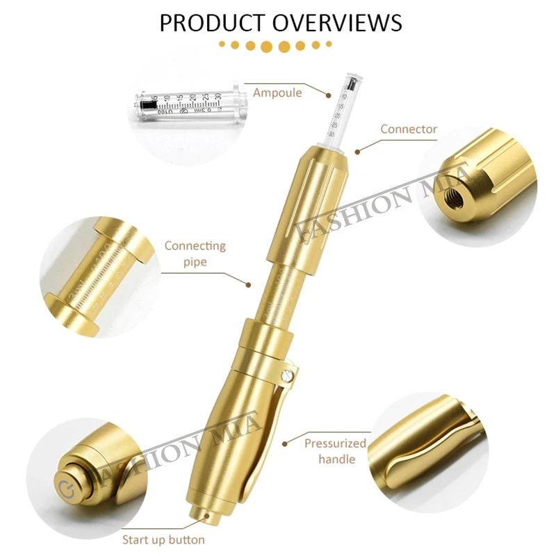 0.3ml&0.5ml Painless Metal Hyaluronic Pen Hyaluron Acid Injection High Pressure Atomizer Lip Filler Anti-aging and Skin Nursing
