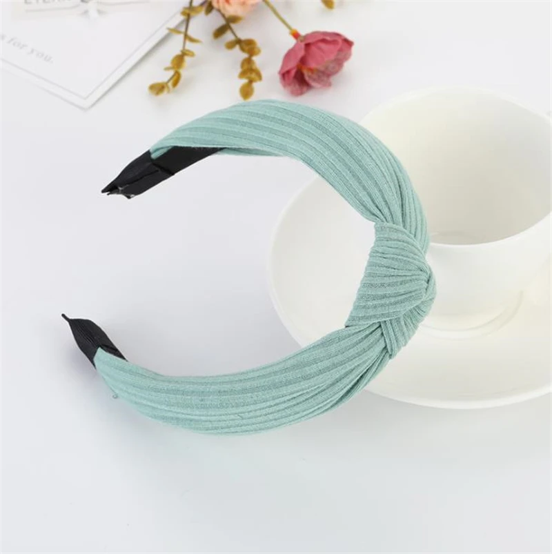 Модный Ретро тканевый УЗЕЛКОВЫЙ ободок однотонный мягкий для волос высокое