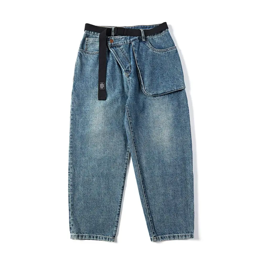 

VFIVE UNFOUR Mens Multi-Pockets Cargo Harem Joggers Denim Pants Mens Hip Hop Streetwear Hipster Harajuku Casual Jeans Trousers