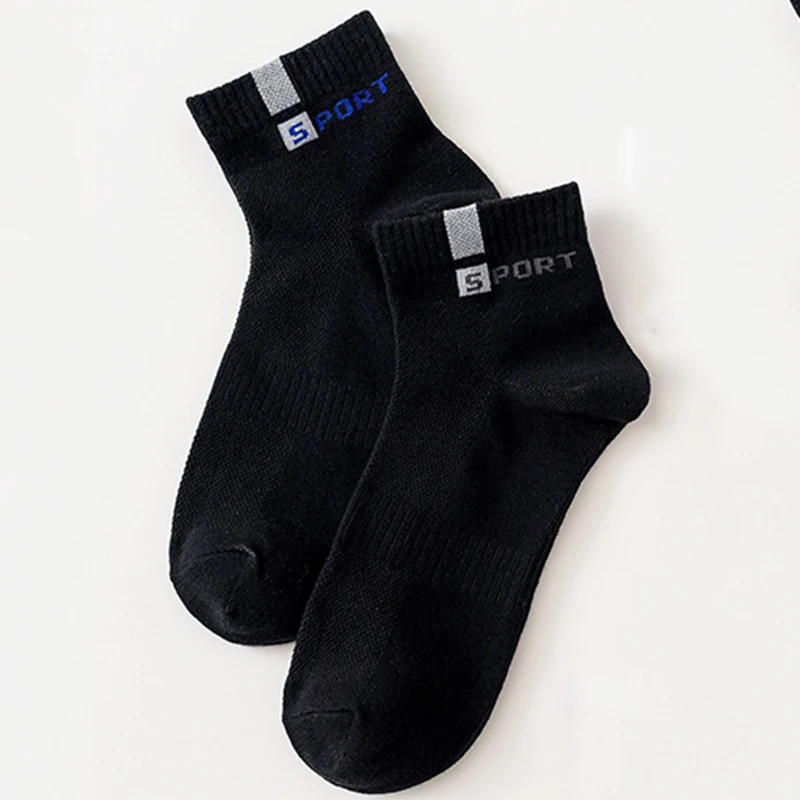 5 Pcs/Lot Men's Mid-Tube Socks, Deodorant And Sweat-Absorbent Casual Cotton Socks, Alphabet Sports Breathable Socks