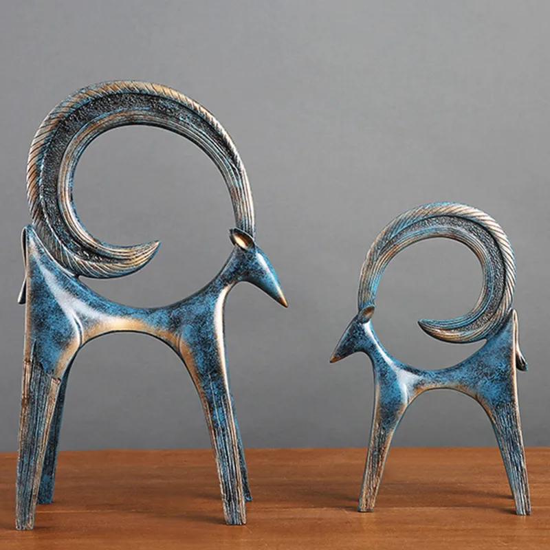 

European Style Abstraction Goat Resin Sculpture Decoration Hotel Club Model Home Entryway Creative Gift Art&Craft Decor X4851