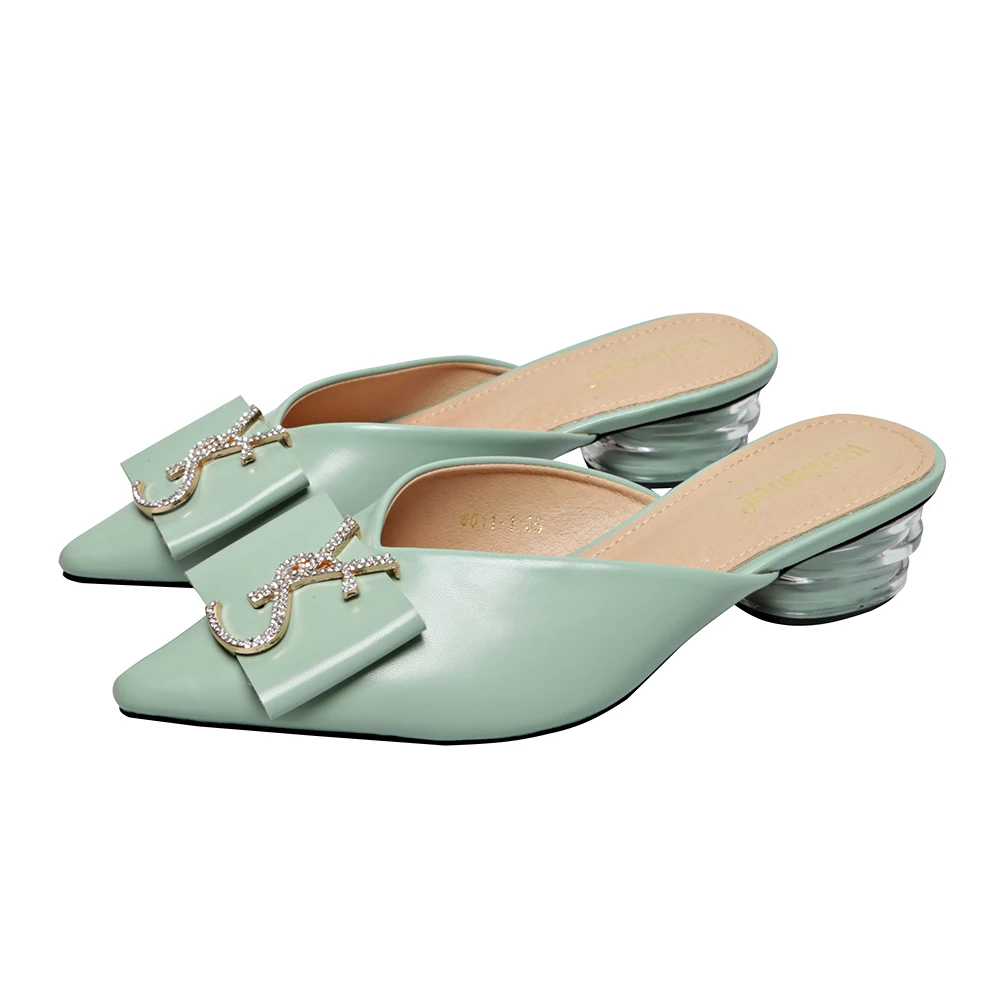 

FamtiYaa Woman Slippers Mules Shoes Women Mid Heel Pointed Toe Indoor Outdoor Female Slides Chaussure Femme Zapatos de Mujer