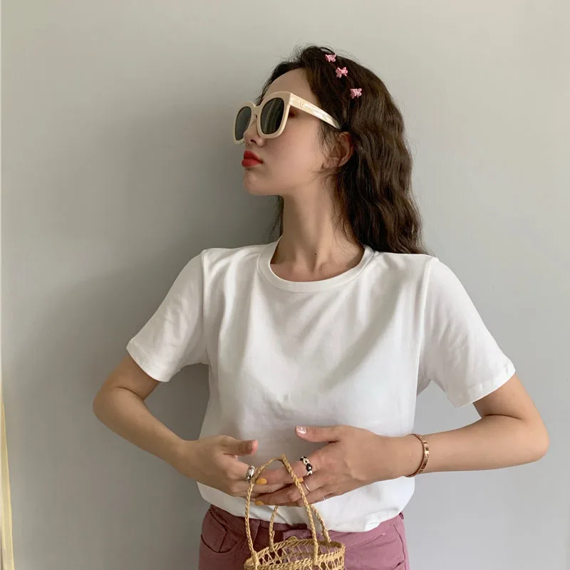 Футболка женская хлопковая с коротким рукавом модная мягкая свободная