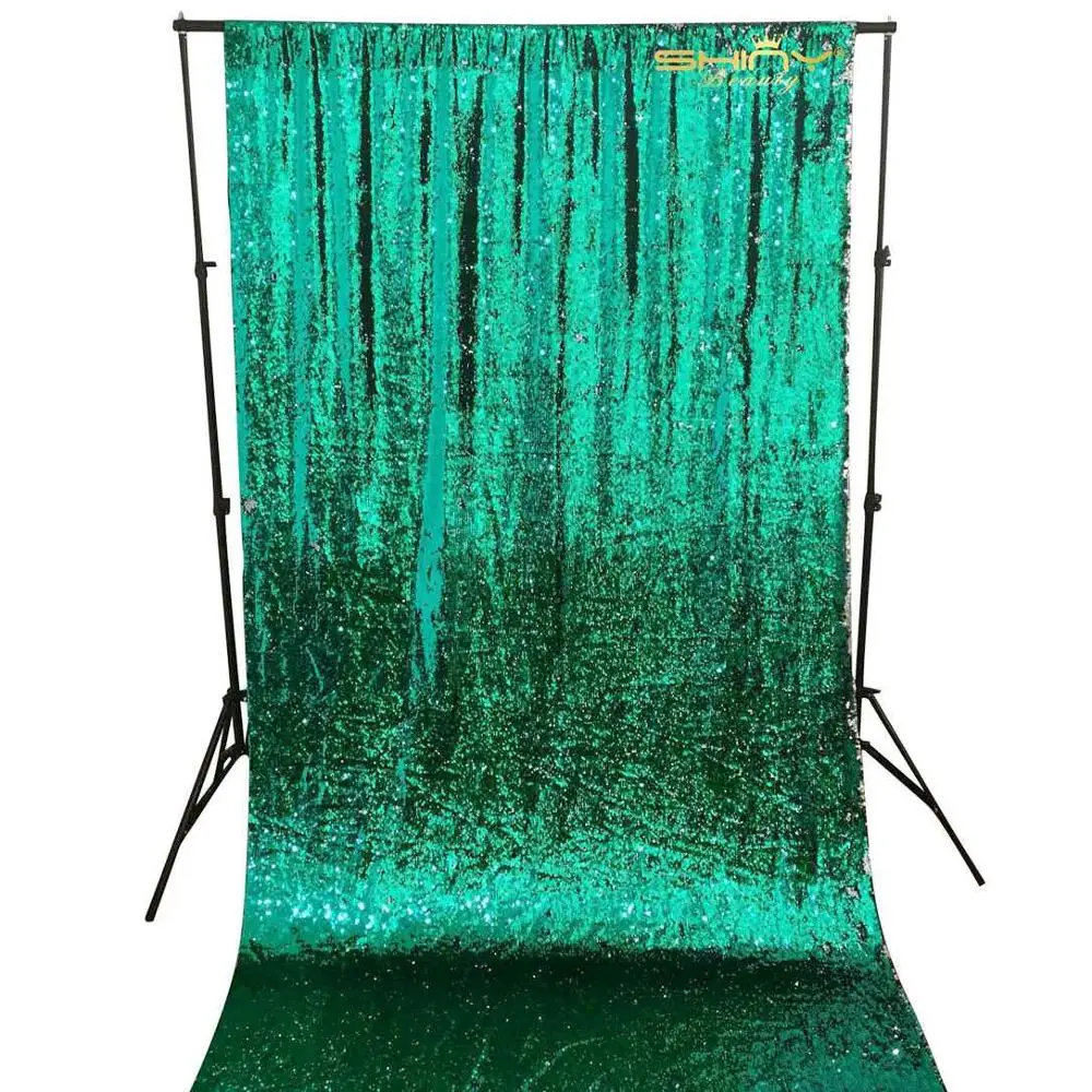 Sequin Curtains Green 2FTx8FT Prom Backgrounds Photo Curtain Backdrop Silver Sequin Backdrops Reversible-M191010 |