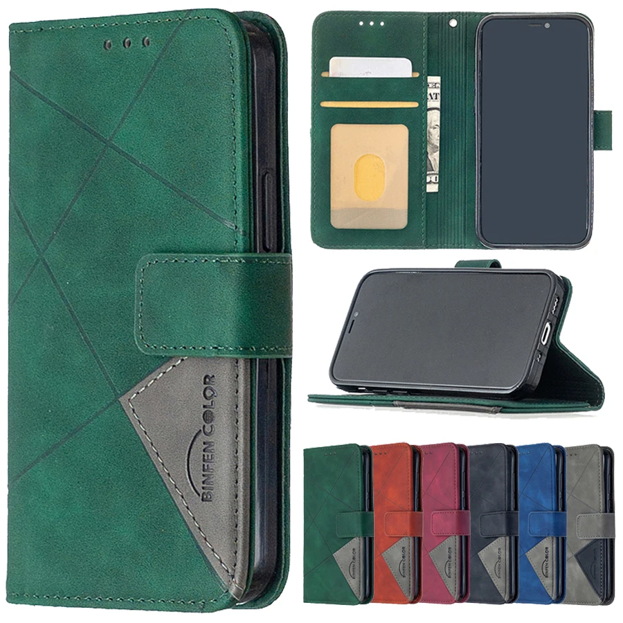 

Leather Wallte Case For iPhone 6 6S 7 8 Plus 11 Pro Max 12 Pro Max 12 Mini X XS Max XR SE 2020 Diamond Stitching Case Cover