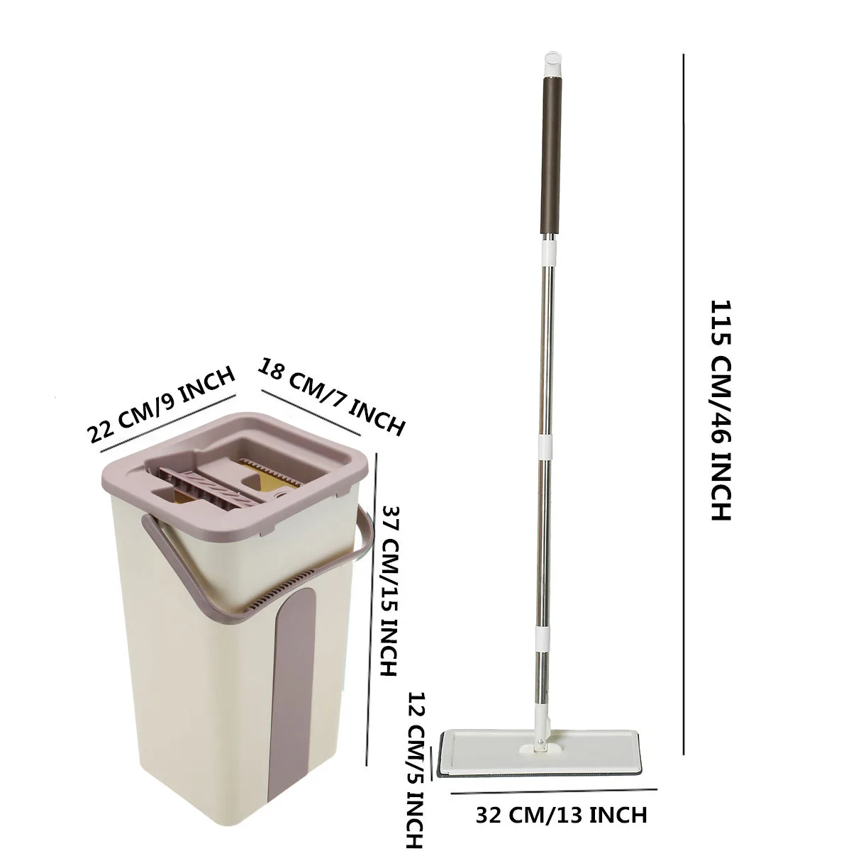 

Flat Squeeze Mop and Bucket Hand-Free Wringing Floor Cleaning Mop Wet Dry Usage Magic Automatic Spin Self Cleaning Lazy Mop
