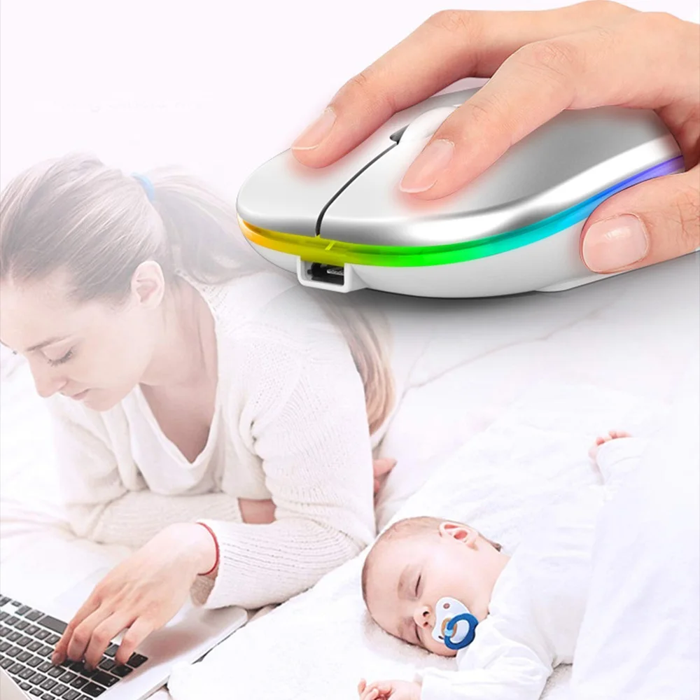 

Mouse Wirelesss Rechargeable RGB Bluetooth Mouse For Laptop Wireless Computer Silent Mause Led Ergonomic PC Macbook Gaming Mouse