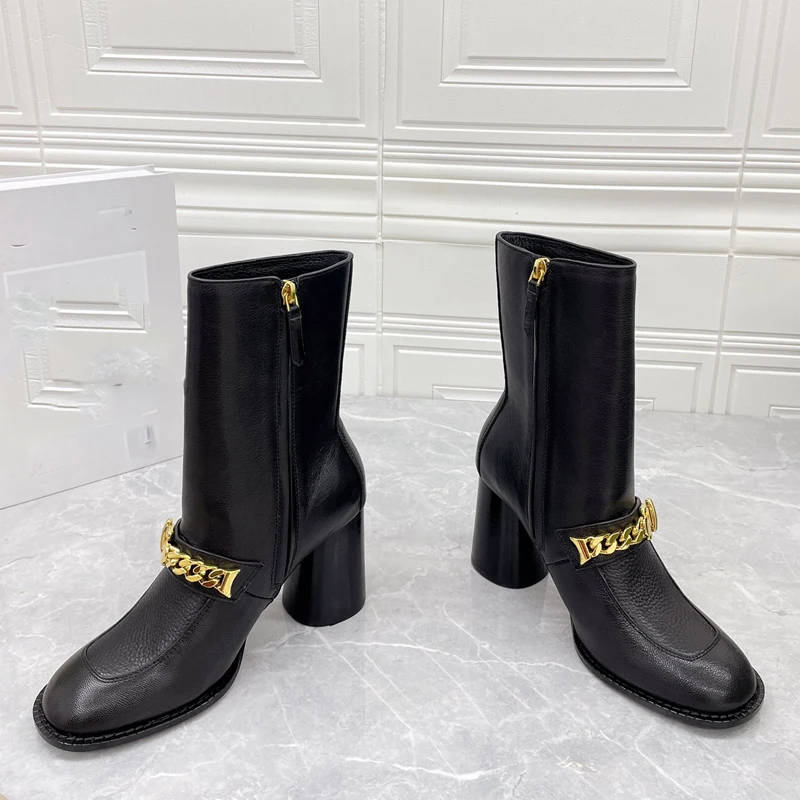 

Luxury Boots Chunky Boots Women Winter Shoes PU Leather Ankle Boot Black Female Autumn Fashion Platform Booties