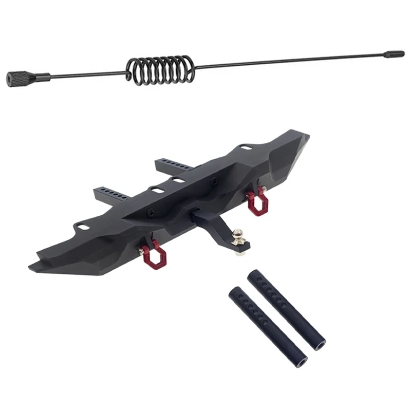 

1 Set Simulation Remote Control Antenna Decoration Parts & 1 Set Metal Rear Bumper With Trailer Hitch