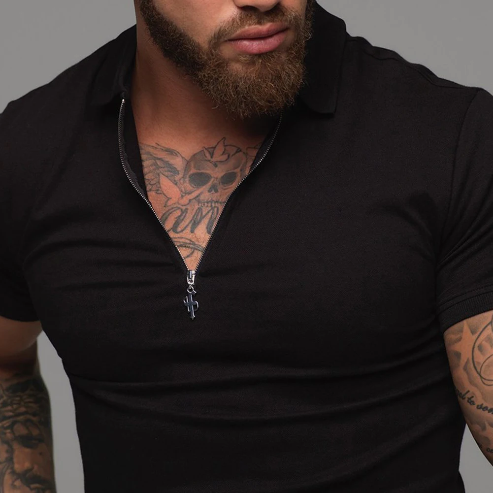 Модная мужская футболка с коротким рукавом Повседневная дышащая однотонная