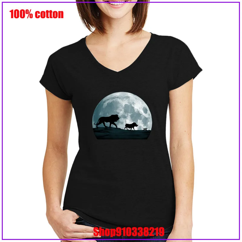 Moon hakuna matata ретро Remake Matata lion king v образная горловина camisetas mujer подарок на Хэллоуин